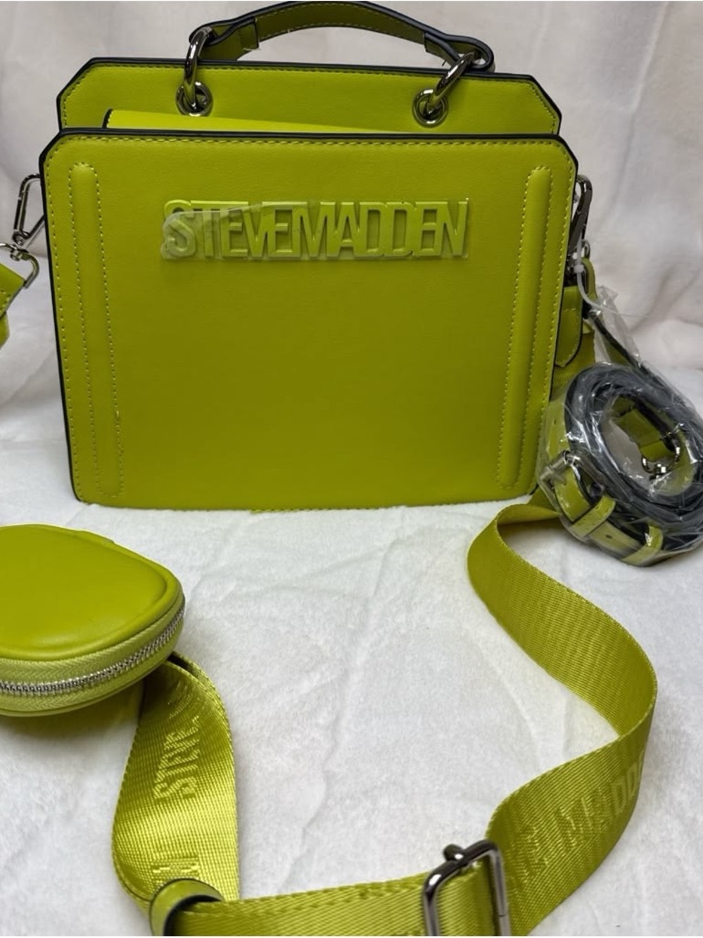 Steve Madden Neon Yellow Crossbody Handbag with Two Straps